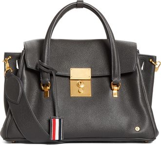 Thom Browne Bolton Pebble Grain Leather Satchel in Dark Grey at Nordstrom