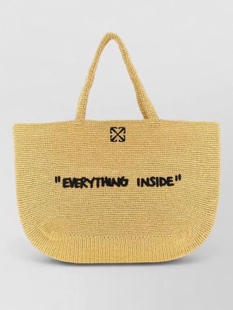 Off-white jitney beach bag rectangular woven handles