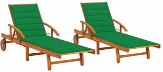 vidaXL Tumbonas Con Cojines 2 Unidades Madera Maciza De Acacia Vidaxl