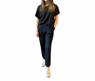Majestic Filatures Double Face Linen Semi Relaxed Crew Neck Top In Noir