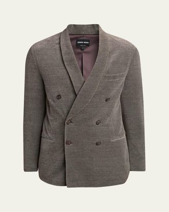 Giorgio Armani Mens Double-Breasted Jacket in Cotton Jersey