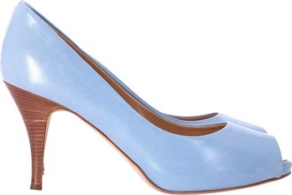 Giuseppe Zanotti Peeptoe Pumps in Light Blue Leather