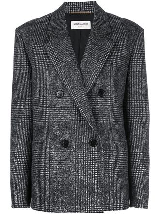 Saint Laurent double-breasted tweed blazer - Grey