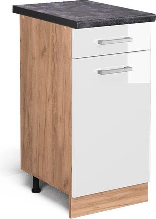 Vicco Mueble Bajo De Cocina R-line, Blanco Alto Brillo, 40 Cm, Et Antracita