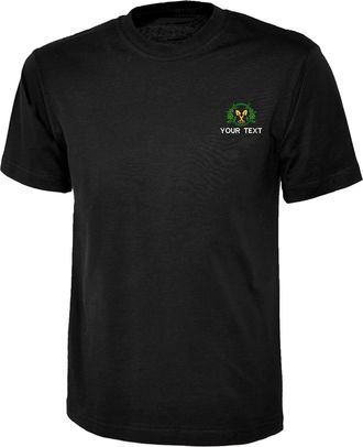 Generic Personalised Embroidered Gardening Service Any Text T-Shirt, Workwear Custom Text Name Farmer Logo Unisex Tee Top(Black, L)