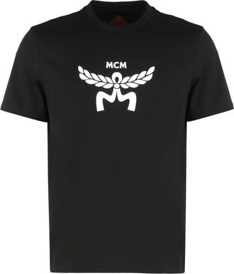 MCM Katoenen T-shirt met ronde hals - Heren - T-shirts - Zwart - M - Katoen - Tops