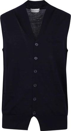 Ballantyne Luxe Blauw Wol Gilet Aw 25 - Heren - Bodywarmers - Blauw - 2XL - Wol - Jassen
