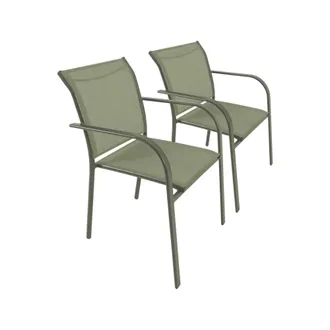Sweeek Silla de jard&iacute;n de aluminio y textileno, set de 2, verde kaki