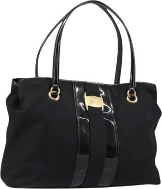 Ferragamo Pre-owned Handbags, female, Black, Size: ONE SIZE Pre-owned Nylon Handbag