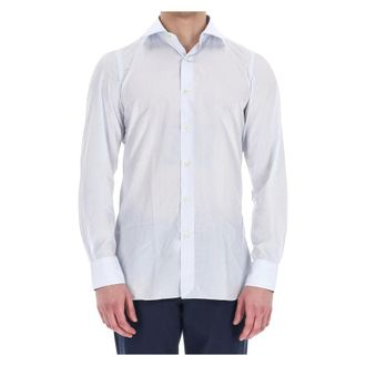 Finamore Heldere Blauwe Maatwerk Overhemd - Heren - Zakelijke Overhemden - Blauw - 2XL - Katoen - Overhemden