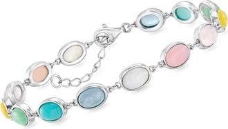Ross-Simons Pastel Multi-Gemstone Bracelet in Sterling Silver