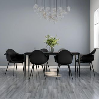 vidaXL Vidaxl - Sillas De Comedor 6 Unidades Negras Pp