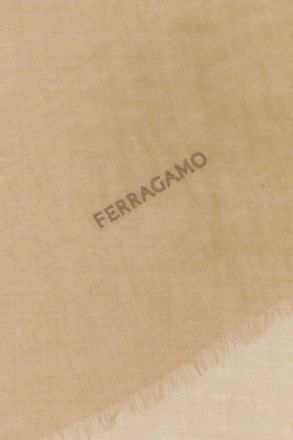 Ferragamo Womens Camel Cashmere Scarf Beige Exterior: Cachemire Sciarpe E Foulard Scarfs
