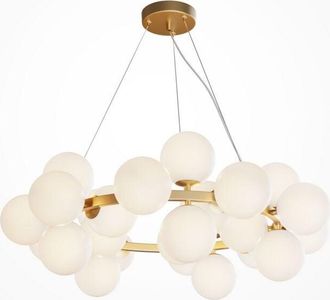 Maytoni Dallas Moderna L&aacute;mpara De Techo Colgante De Globo De 25 Luces Dorada, Pantalla Blanca Mate, G9 - Maytoni