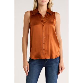 L'agence Emmy Sleeveless Silk Blouse in Rich Ginger at Nordstrom Rack, Size Large