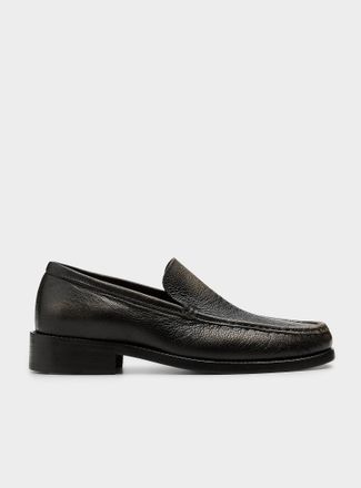Acne Studios Mens Metallized letter distressed leather loafers Men