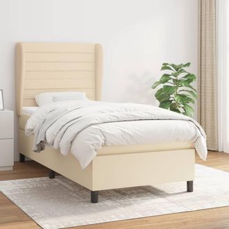 vidaXL Vidaxl - Cama Box Spring Con Colch&oacute;n Tela Color Crema 90x200 Cm