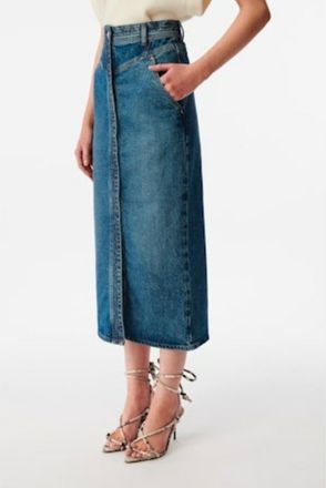 Iro Garice Denim Midi Skirt In Blue