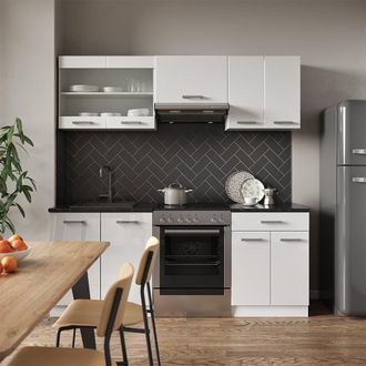 Vicco Mueble De Cocina R-line, Blanco Alto Brillo/blanco, 200 Cm Sin Encimera