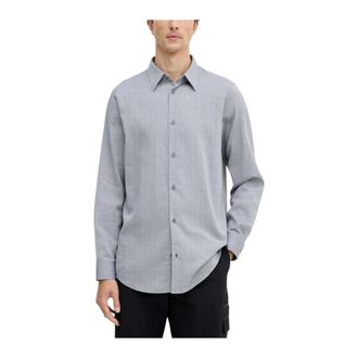 A|X Armani Exchange Casual Shirts, male, White, Size: 2XL Classic Long Sleeve Button-Up Shirt with Round Neck