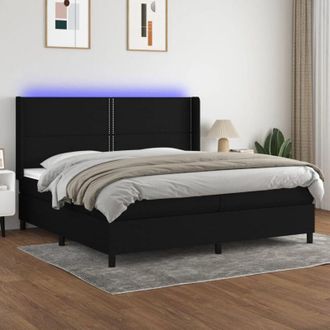 vidaXL Vidaxl - Cama Box Spring Colch&oacute;n Y Luces Led Tela Negro 200x200 Cm