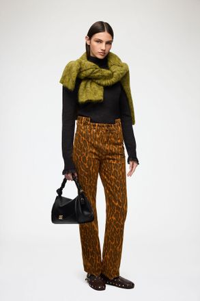 Ganni Autumn Maple Fold Jeans in Leopard Denim - Size 25W/33L Organic Cotton