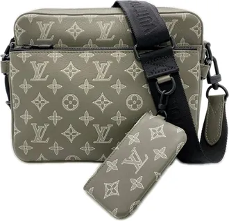 Louis Vuitton Khaki White Leather Shoulder Bag (Pre-Owned)
