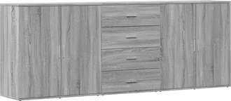 vidaXL Vidaxl - Aparadores 3 Uds Madera Contrachapada Gris Sonoma