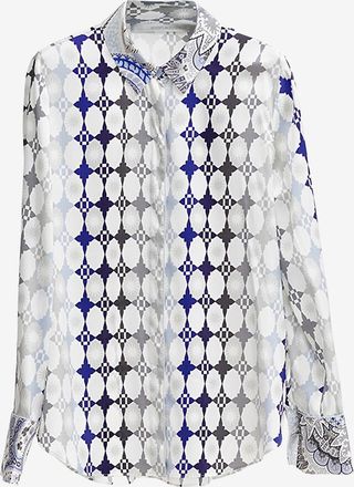 Herzen&rsquo;s Angelegenheit Seidenhemd mit Geo-Print im Farbverlauf
