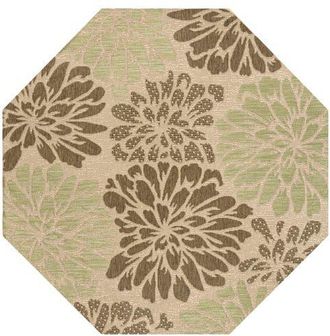 Jonathan Y Designs Zinnia Modern Floral Textured Weave Octagon Indoor/Outdoor Area Rug in Sage/brown at Nordstrom, Size 5Ft 0In X 5Ft 0In