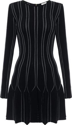 Elisabetta Franchi Origami Mini Jurk in Gebreide Stof - Dames - Korte kleedjes - Zwart - XS - Kleedjes