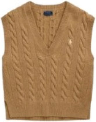 Polo Ralph Lauren V-hals Gebreid - Dames - V-hals truien - Beige - S - Wol - Truien & Vesten