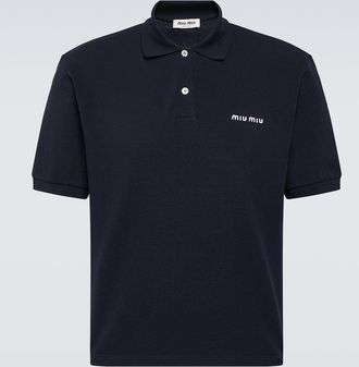 Miu Miu Polo in piqué di cotone con logo
