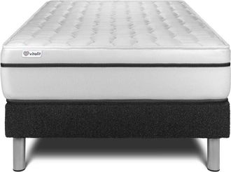 VITALIT Somier Negro + Colch&oacute;n Con Espuma Viscoel&aacute;stica 90 X 190