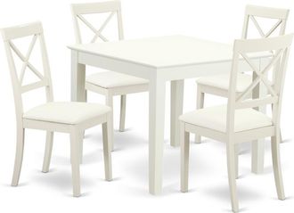 East West Furniture Dining Room Set Linen White, OXBO5-LWH-LC
