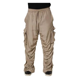 Dolce & Gabbana Wide Trousers, male, Brown, Size: L Ruched Cargo Parachute Jogger Pants
