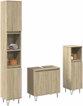 vidaXL Vidaxl - Set De Muebles De Ba&ntilde;o 3 Pzas Madera Contrachapada Roble Sonoma