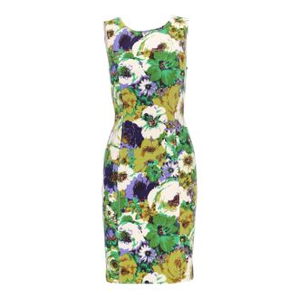 Blumarine groene mouwloze jurk met bloemenprint - jaren 2010