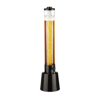 Relaxdays Torre De Cerveza Alta Con Grifo, 3 L, Dispensador De Bebidas Con Enfriador, Beer Tower, Transparente Y Negro - Relaxdays
