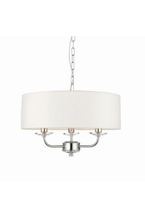 Netlighting Nixon 3 Light Multi Arm Ceiling Pendant Nickel Plate White Silk Effect E14 in Grey