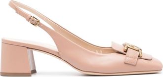 Tod's Kate 50mm slingback pumps - women - Calf Leather/Calf Leather/Calf Leather - 37 - Neutrals