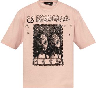 Dsquared2 Relaxed Fit Light Pink Graphic Print T-Shirt