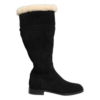 Dolce & Gabbana Winter Boots, female, Black, Size: 5 US Suede Knee-High Boots