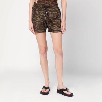 The Attico Zebra Shorts in khaki/brown nylon