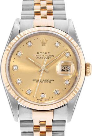 Rolex Pre-owned Rolex Datejust 36 Automatic Chronometer Diamond Champagne Dial Mens Watch 16233 CDJ