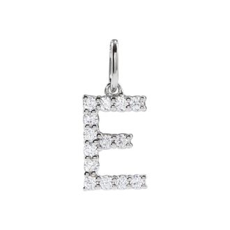 Diamond2Deal 14k Gold 1/5ct Lab-Grown Diamond Initial E Pendant