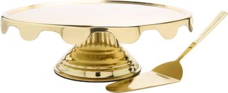 Classic Touch Stainless Steel Cake Stand and Server