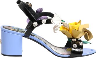 Dolce & Gabbana Multicolor Floral Appliqu&eacute; Crystal Sandal Womens Shoes