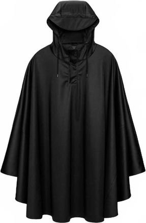 Rains Black Loose-Fit Cape, Size Medium