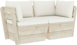 vidaXL Sof&aacute; de palets de jard&iacute;n 2 plazas con cojines madera de abeto Vidaxl